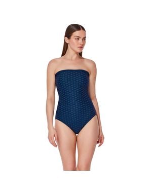 Gottex Scaled Up Bandeau Knit One Piece - Blue