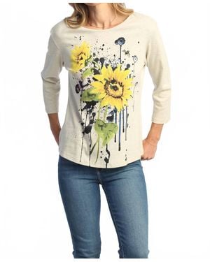 Jess & Jane Cameo Printed Cotton Top - Blue