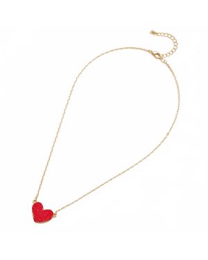 FREM Heart Druzy Stone Charm Short Necklace - White