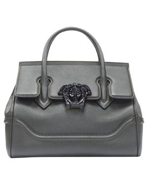 Versace Palazzo Empire Small Charcoal Medusa Crossbody Satchel Bag - Gray