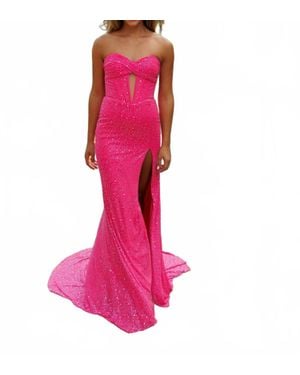 SOPHIA THOMAS Strapless Sparkle Prom Gown - Pink
