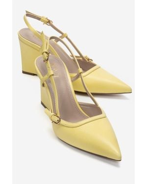 Prologue Shoes Celia Pointed Toe Wedge Pump - Yellow