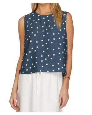 She + Sky Polka Dot Sleeveless Top - Blue
