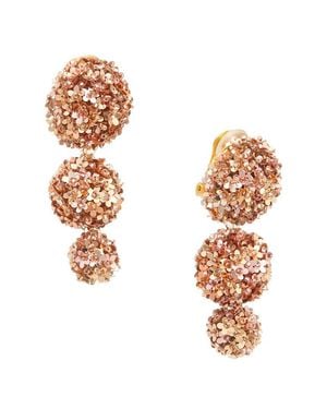 Oscar de la Renta Triple Pompom Earrings - Metallic