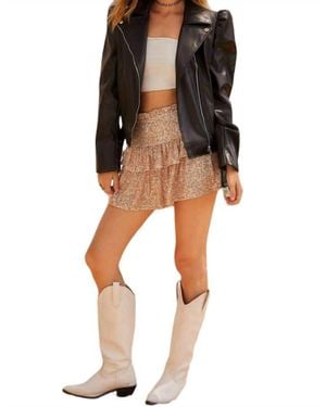 Main Strip Buckle Leather Biker Moto Jacket - Black