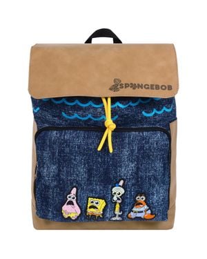 NICK SPONGEBOB Spongebob Denim & Nubuck Backpack With Embroidered Patch - Blue
