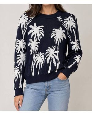 Minnie Rose Palm Tree Reversible Sweater - Blue