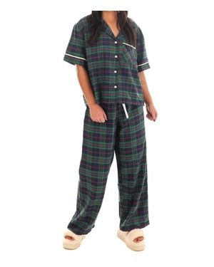 She + Sky North Pole Nights Plaid Christmas Pajamas - Black