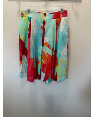 6 by Six Brushstroke Inverted Pleat Cotton Skirt - Multicolor