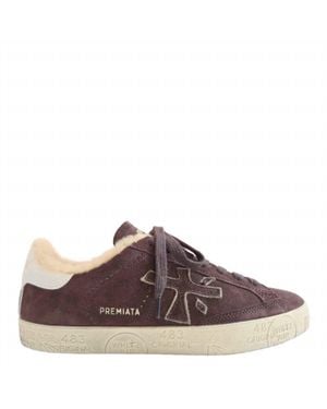 Premiata Steven Shearling-Lined Suede Sneakers - Brown