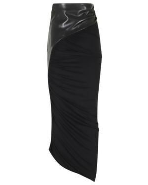 ANDAMANE Ursula Asymmetrical Draped Midi Skirt - Black