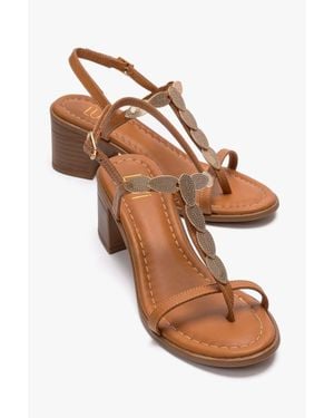 Forever & Always Shoes Serona Leather Block Heel Sandal - Green
