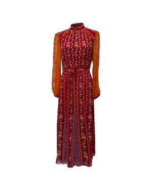Saloni Jacqui-B Printed Maxi Dress - Red