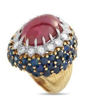 LB Exclusive 18K 0.64Ct Diamond, Ruby, And Sapphire Ring Mf49-122325 - Pink