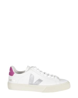 Veja Campo Leather-Logo Leather Sneakers - White