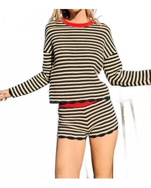 Ciao Lucia Fava Stripe Crochet Short - Black
