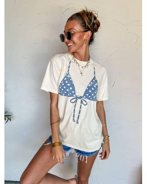 Pierce + Pine Polka Dot Bikini Graphic Tee - White