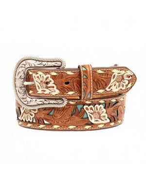 Nocona Belt Co Pierced Floral Belt - Brown