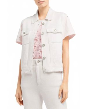 Barrie Oversized Sleeveless Denim Jacket - White