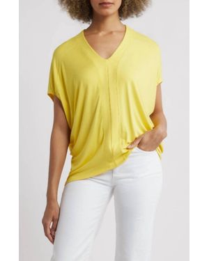 Apny Oversized Short Sleeve Tee Top - Yellow