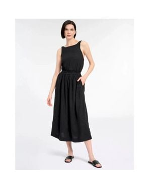 Splendid Bristol Dress Round Neck Elasticized Waist Jzz303 - Black