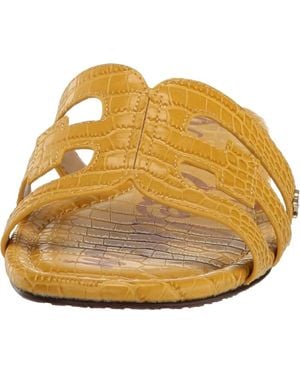 Sam Edelman Bay Slide Mule Open-Toe Slip-On Leather Flat Sandals - Yellow