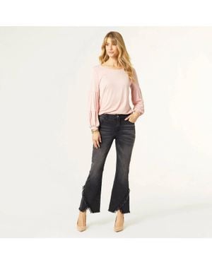 Coco + Carmen Omg Zoey Zip Flare Leg Crossover Fringe Bottom - Pink