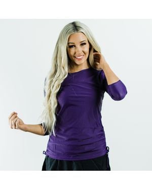 Calypsa 3/4 Sleeve Rash Guard Margaux Swim Top - Blue