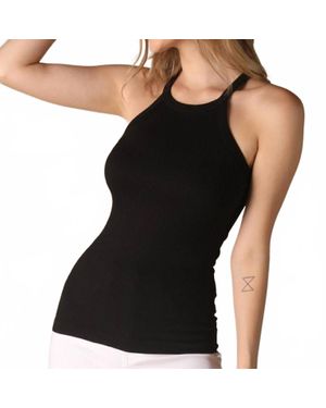 Nikibiki Highneck Ribbed Tank Top - Black