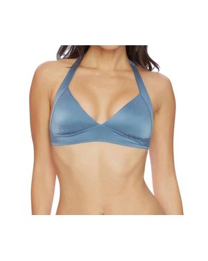 Luxe by Lisa Vogel Liquid Halter Bralette Bikini Top - Blue