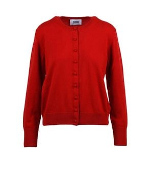 Alpha Studio Fabric-Covered Buttons Cropped Wool Cardigan