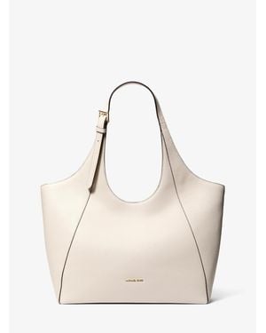 Michael Kors Outlet Bernie Large Pebbled Leather Tote Bag - Natural