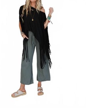 Three Bird Nest Showstopper Fringe Top - Black