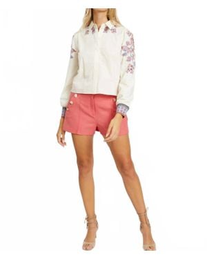 Caballero Audrey Button Front Top - Red