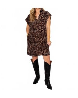 Thml Cheetah Mini Dress - Brown