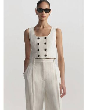 A.L.C. Darcy Linen Pinstripe Top - White