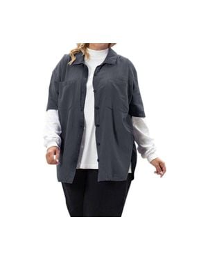 On The Plus Side Cotton Short Sleeve Collar Shirt - Black