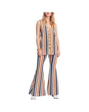 Free People Bridget Striped Vest & Pants Set - Orange