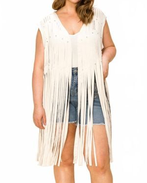 Vocal Apparel Fringe & Stone Vest - Natural