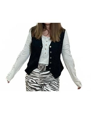 Easel Floral Detailed Long Sleeve Top - Black