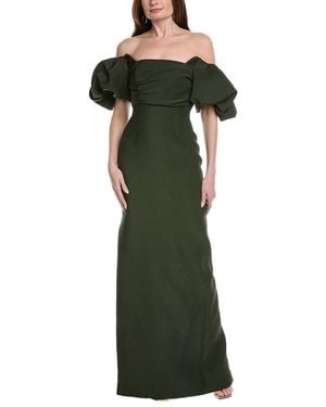 Lela Rose Thelma Silk-Blend Gown - Green