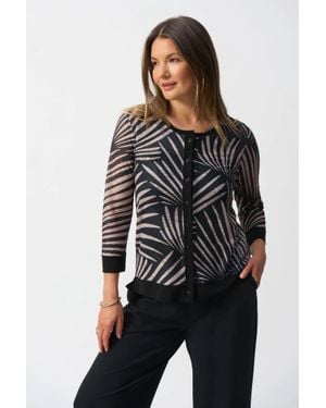 Joseph Ribkoff Tropical Print Camisole & 3/4 Sleeves Cover Up 2-Piece Set Jacket - Black