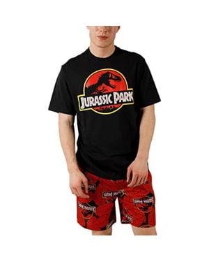 Bioworld T-Shirt Jurassic Park Logo Short Sleeve Crew Neck Frog450 - Red