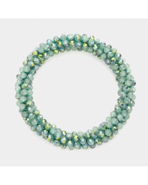 Fashnzfab Faceted Beaded Stretch Bracelet Mint - Green