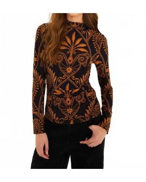 FARM Rio Cornely Ainika Jersey Ruched Blouse - Brown