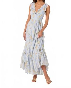 Astr Kindra Ruffle Deep-V Maxi Dress - White