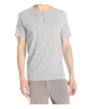 Papi Knit Jersey Short Sleeve Henley Shirt - Gray