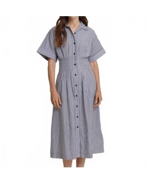 Southern Tide Bobbie Tucked Waist Shirt Dress - Gray