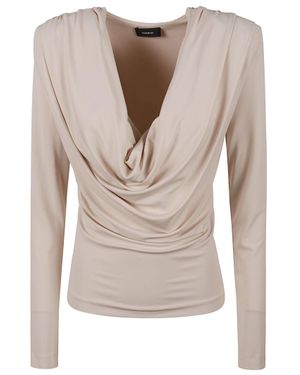 Wardrobe NYC Draped Cowl Neck Long-Sleeved Top - Natural