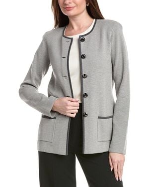 St. John Crewneck Spectator Jacket - Gray